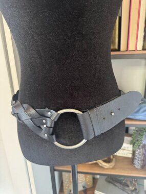 Linea Pelle Black Leather Braided Belt - Size S - Like New